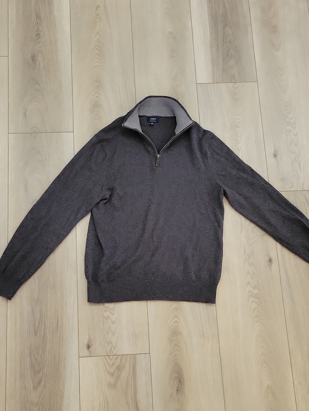 J. Crew Men's Zip Mock Collar Sweater - Charcoal